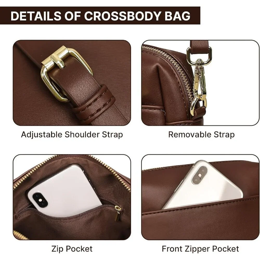 Vegan Leather Crossbody Bag Women Small Organizer Travel Purse